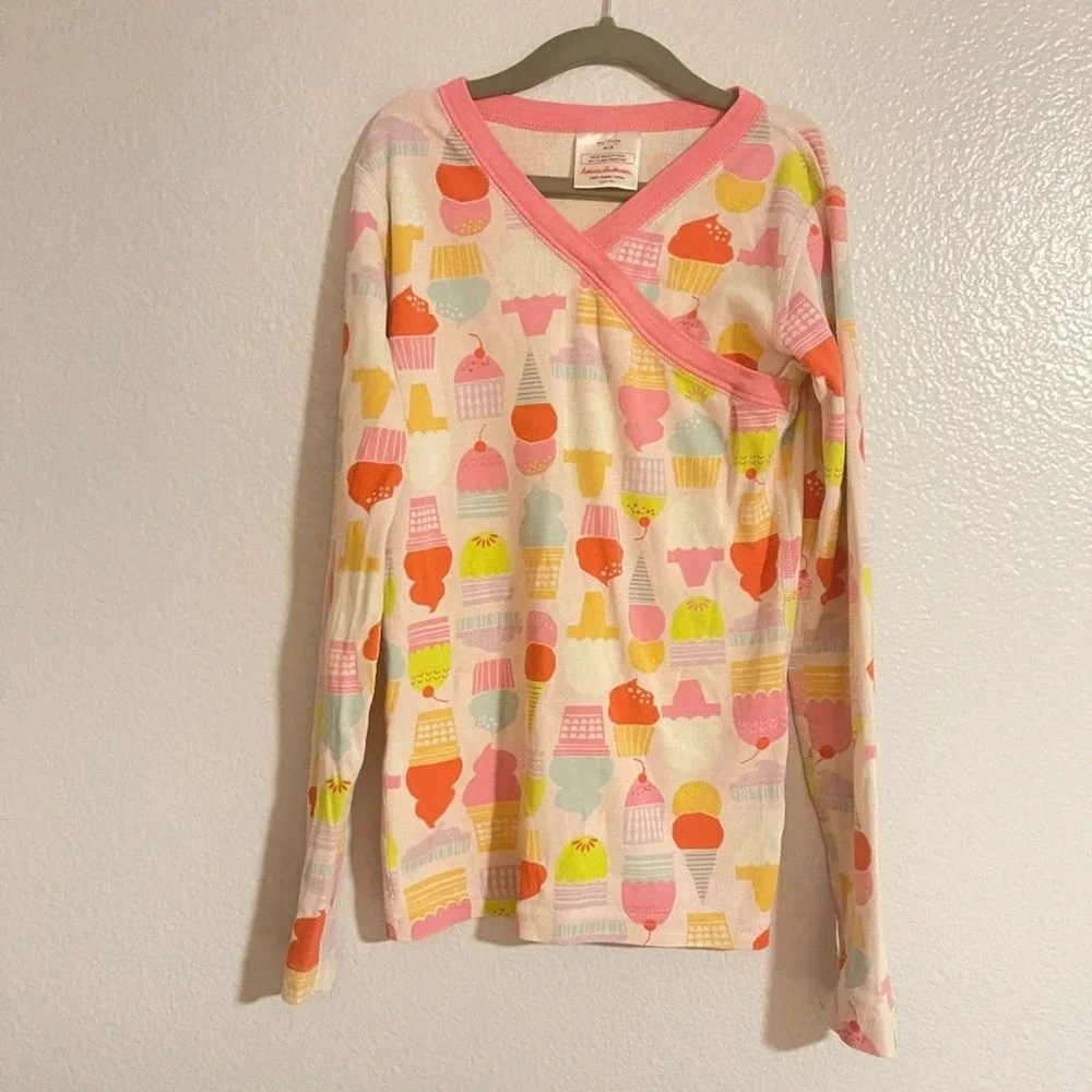 Hanna Andersson Kids Girls Pink/Multicolor Cupcake Kimono Pajama Set Size 10 - Picture 6 of 14